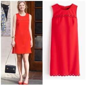 J.Crew Red Scallop Gromment Dress Size 00 NEW